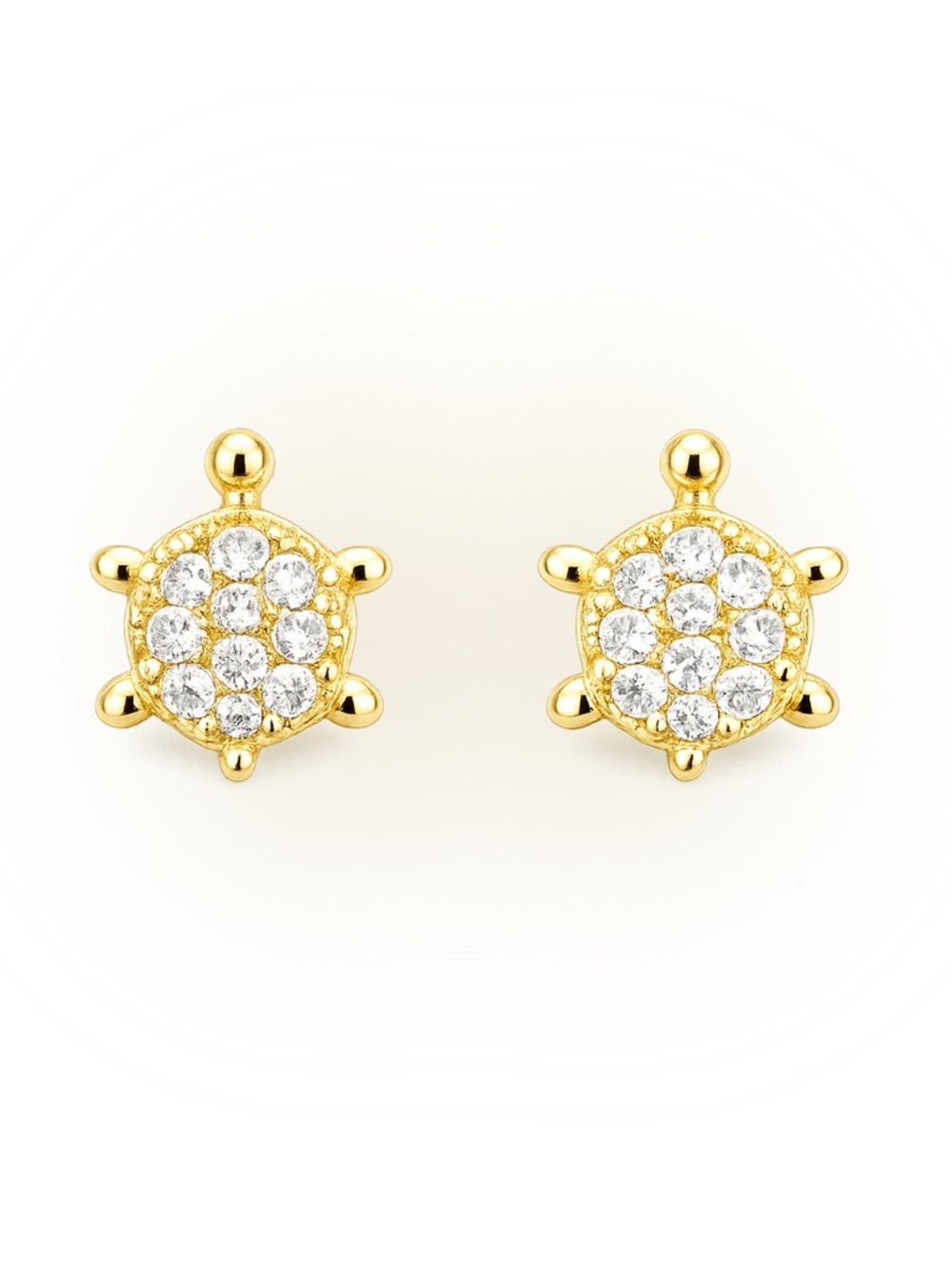 Gold Turtle Stud Earrings Pavé Crystal Sparkle Dainty Animal Jewelry NWT